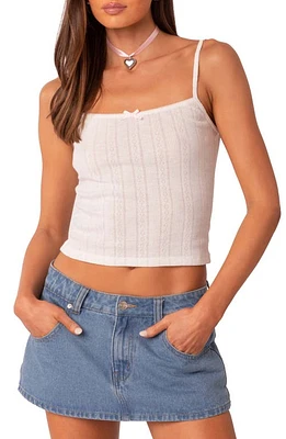 EDIKTED Pointelle Stitch Camisole White at Nordstrom,