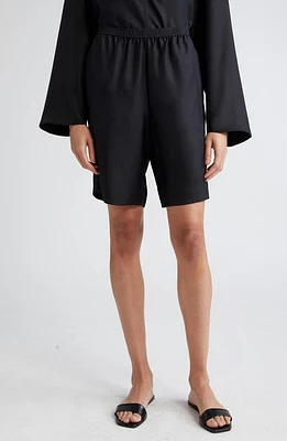 Loulou Studio Silk Twill Shorts Black at Nordstrom,