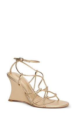 PAIGE Varya Ankle Strap Wedge Sandal Dark Gold at Nordstrom,