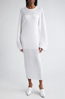 Stella McCartney Long Sleeve Plissé Sweater Dress 9000 - Pure White at Nordstrom,