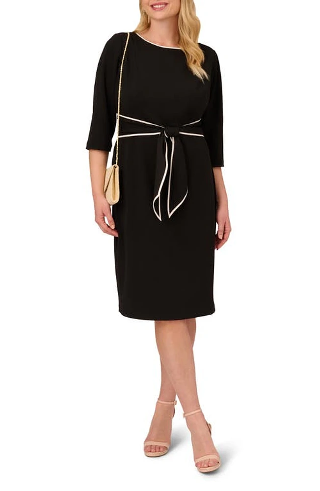 Adrianna Papell Tipped Crepe Dress Black/Ivory at Nordstrom,