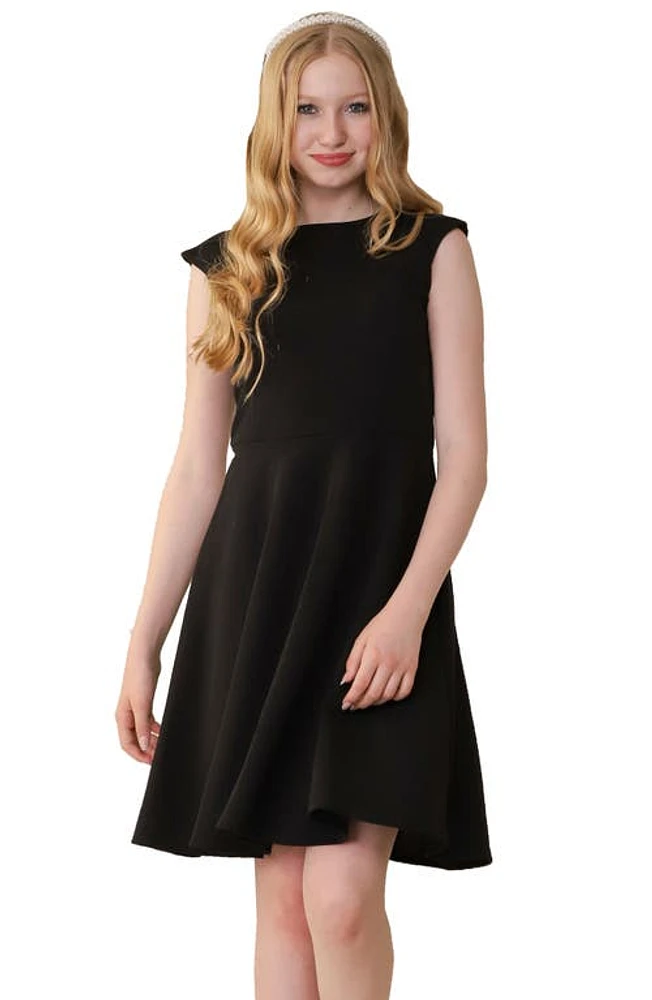 Un Deux Trois Kids' Cap Sleeve Skater Dress Black at Nordstrom,