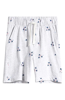 MILES BABY Kids' Fighter Jets Organic Cotton Drawstring Shorts Light Heather Grey at Nordstrom,