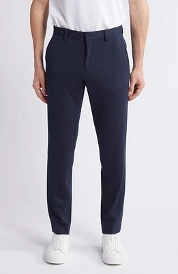 BOSS Genius Flat Front Stretch Seersucker Pants Dark Blue at Nordstrom,