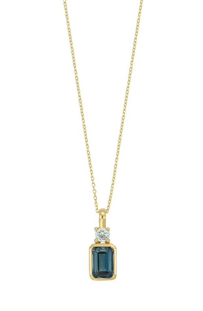 Bony Levy 14K Gold London Blue Topaz Pendant Necklace in 14K Yellow Gold at Nordstrom, Size 18