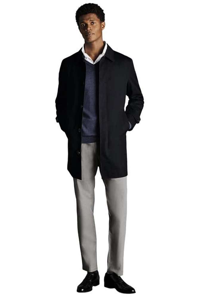 Charles Tyrwhitt Classic Showerproof Cotton Raincoat Dark Navy at Nordstrom,