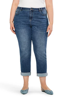 NIC+ZOE Cuff Straight Leg Girlfriend Jeans Atlantic at Nordstrom,