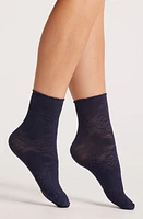 Oroblu Jacquard Lace Quarter Socks in Blue at Nordstrom