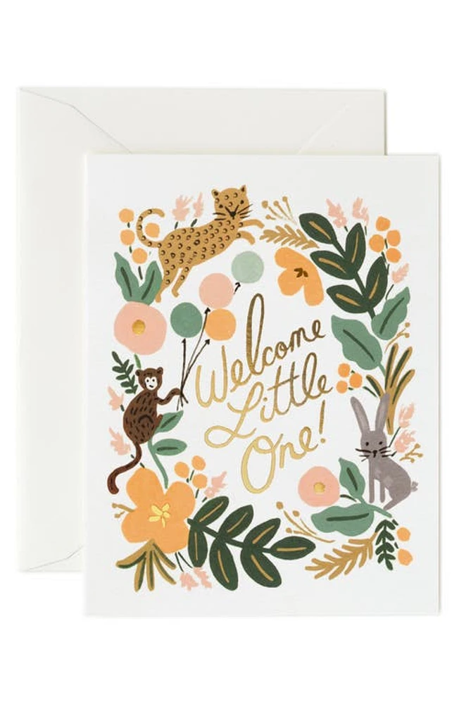 Rifle Paper Co. Welcome Little One Newborn Greeting Card in Multi White at Nordstrom