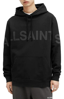 AllSaints Biggy Logo Graphic Hoodie Jet Black at Nordstrom,