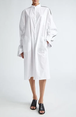 Peter Do Long Sleeve Cotton Poplin Shirtdress White at Nordstrom,