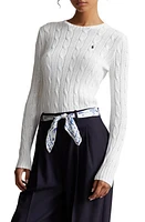 Polo Ralph Lauren Julianna Cable Stitch Pima Cotton Sweater in White at Nordstrom, Size Xx-Small