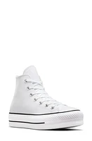 Converse Chuck Taylor All Star Lift High Top Leather Sneaker White/Black/White at Nordstrom