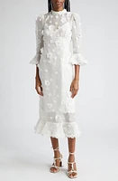 Zimmermann Matchmaker Lift Off Embellished Linen & Silk Midi Dress Ivory at Nordstrom,