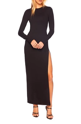 Susana Monaco Slit Hem Long Sleeve Maxi Dress Black at Nordstrom,