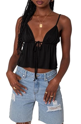 EDIKTED Rylee Tie Front Open Back Camisole Black at Nordstrom,