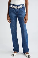 Area Jumbo Crystal Chain Embellished Straight Leg Jeans Medium Wash at Nordstrom,