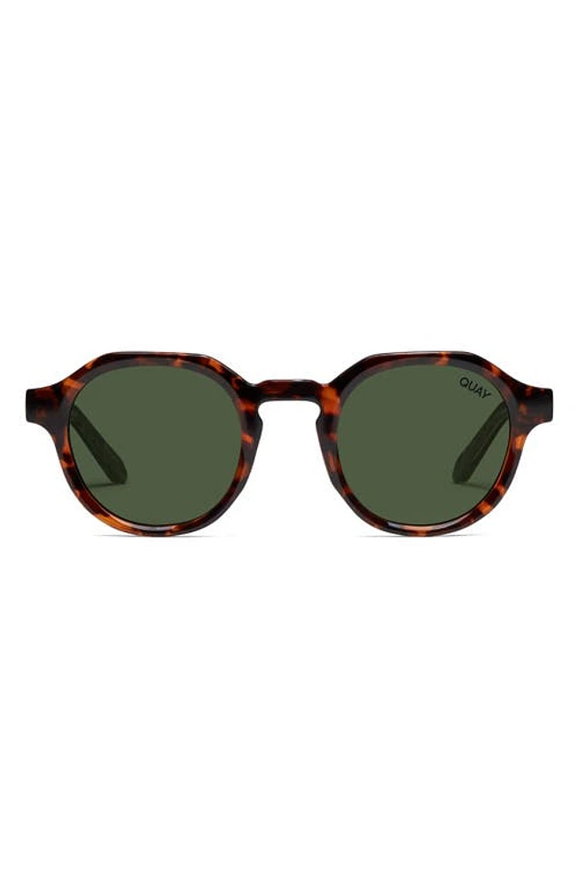 Quay Australia Another Round 48mm Polarized Round Sunglasses in Tortoise /Green Polarized at Nordstrom