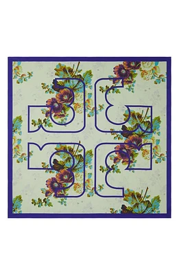 Tory Burch 3D T-Monogram Silk Square Scarf in Blurry Floral Purple at Nordstrom