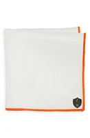 CLIFTON WILSON White Linen Pocket Square with Orange Trim in White/Orange at Nordstrom