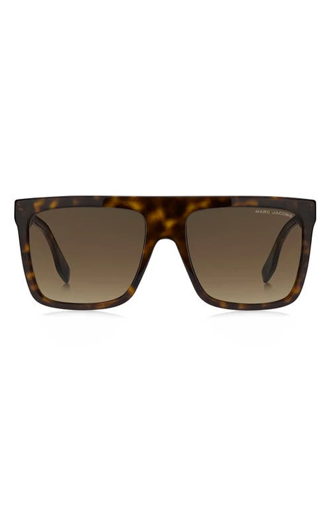 Marc Jacobs 57mm Flat Top Sunglasses in Havana /Brown Gradient at Nordstrom