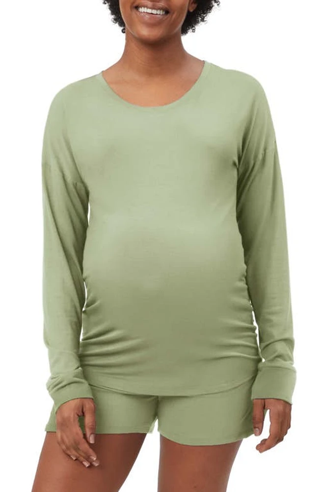 Stowaway Collection Long Sleeve Maternity Lounge T-Shirt in Pistachio at Nordstrom