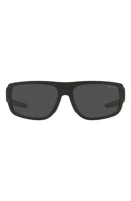 PRADA SPORT 66mm Rectangular Sunglasses in Black Rubber/dark Grey at Nordstrom