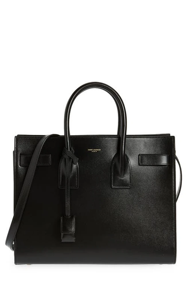 Saint Laurent Small Sac de Jour Leather Tote with Pouch in Nero/Nero at Nordstrom