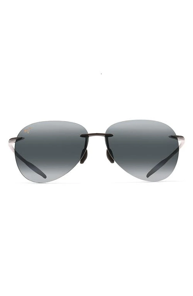 Maui Jim Sugar Beach 62mm Polarized Round Sunglasses in Gloss Black/Neutral Grey at Nordstrom