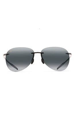 Maui Jim Sugar Beach 62mm Polarized Round Sunglasses in Gloss Black/Neutral Grey at Nordstrom