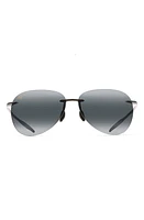 Maui Jim Sugar Beach 62mm Polarized Round Sunglasses in Gloss Black/Neutral Grey at Nordstrom