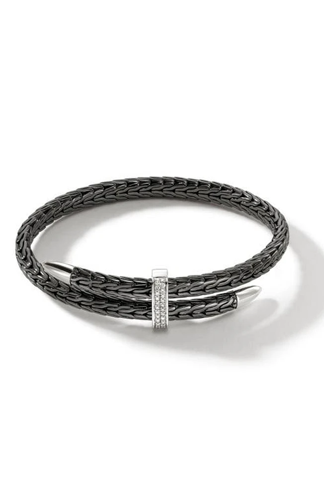 John Hardy Spear Flex Pavé Diamond Bracelet in Black at Nordstrom