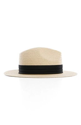 MANGO Woven Straw Fedora in Beige at Nordstrom