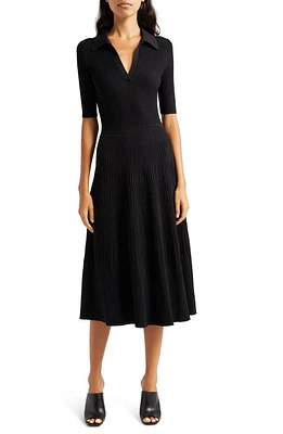 Simkhai Pati Midi Polo Dress Black at Nordstrom,