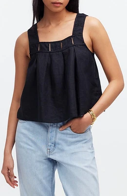 Madewell A-Line Linen Top in True Black at Nordstrom, Size X-Large