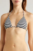 Solid & Striped Iris Rib Bikini Top Blackout X Marshmallow at Nordstrom,