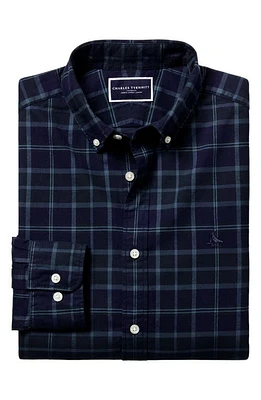 Charles Tyrwhitt Slim Fit Plaid Cotton Dress Shirt Heather Blue at Nordstrom,