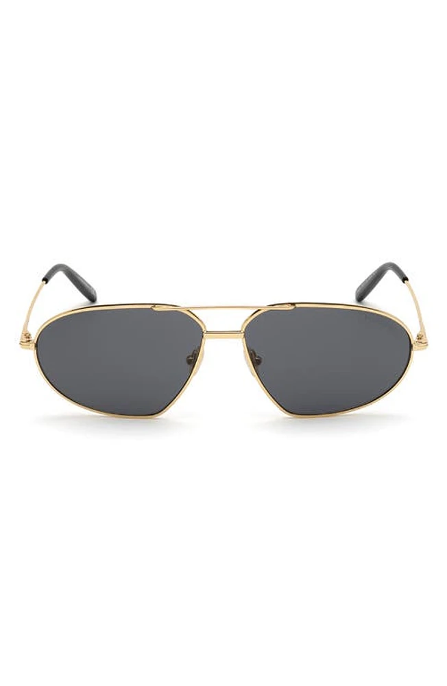 TOM FORD Bradford 63mm Oversize Pilot Sunglasses in Shiny Deep Gold /Smoke at Nordstrom