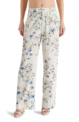 Steve Madden Denia Floral Print Wide Leg Pants Cream at Nordstrom,