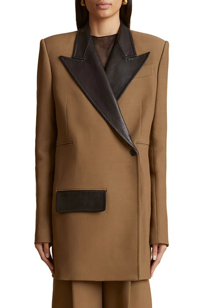 Khaite Jacobson Mixed Media Blazer Toffee at Nordstrom,