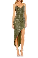 Mac Duggal Sequin Asymmetric Cocktail Dress Olive at Nordstrom,