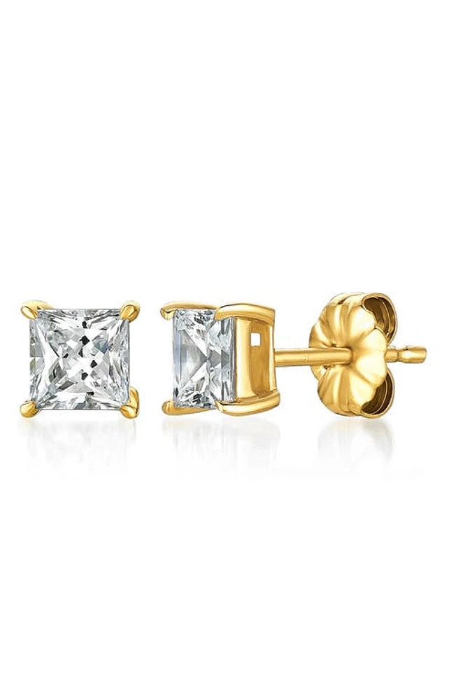 Crislu Cubic Zirconia Stud Earrings in 18Kt Yellow Gold at Nordstrom