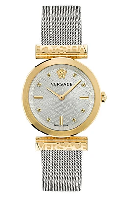 Versace Regalia Mesh Strap Watch, 34mm in Two Tone at Nordstrom