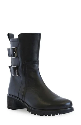 Munro Buckle Moto Boot Black Milled Calf Leather at Nordstrom,