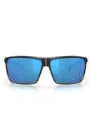 Costa Del Mar Rincon 63mm Polarized Oversize Rectangular Sunglasses in Matte Smoke Crystal /Blue at Nordstrom