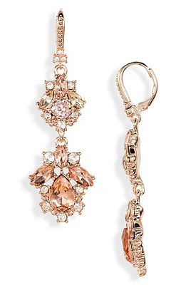 Marchesa Crystal Cluster Double Drop Earrings in Rose Gold/Rose/Silk at Nordstrom