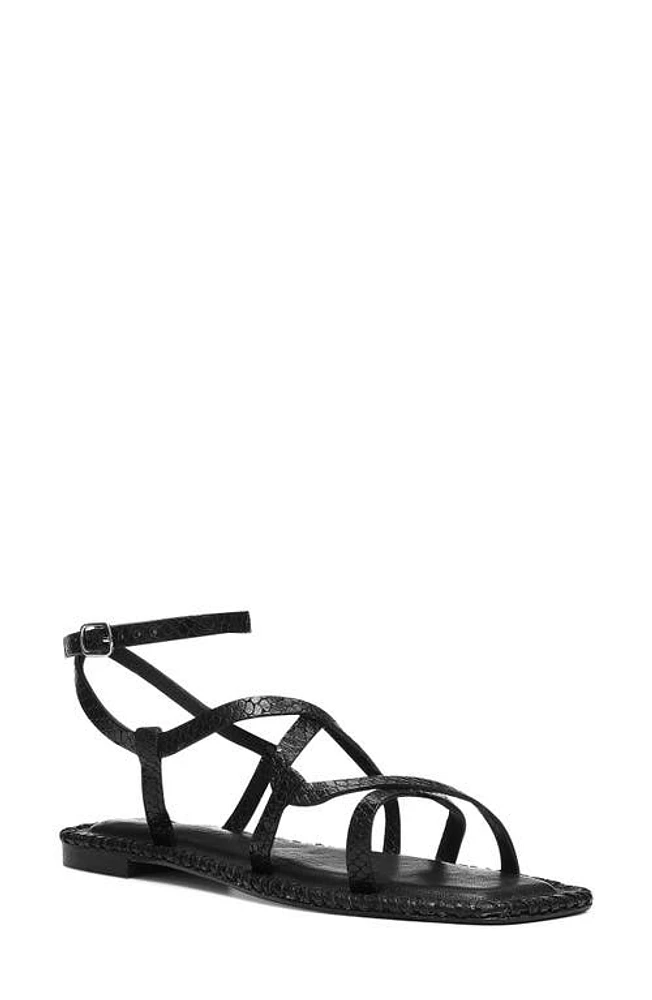 Donald Pliner Emilia Snakeskin Embossed Gladiator Sandal in Black at Nordstrom, Size 10