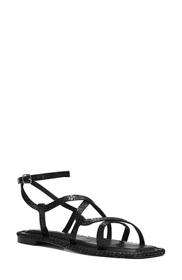 Donald Pliner Emilia Snakeskin Embossed Gladiator Sandal in Black at Nordstrom, Size 10