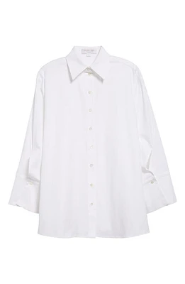 Michael Kors Spiral Sleeve Cotton Stretch Poplin Button-Up Shirt Optic White at Nordstrom,