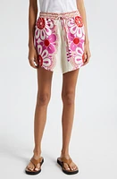 FARM Rio Maia Floral Linen Blend Drawstring Shorts Off-White at Nordstrom,